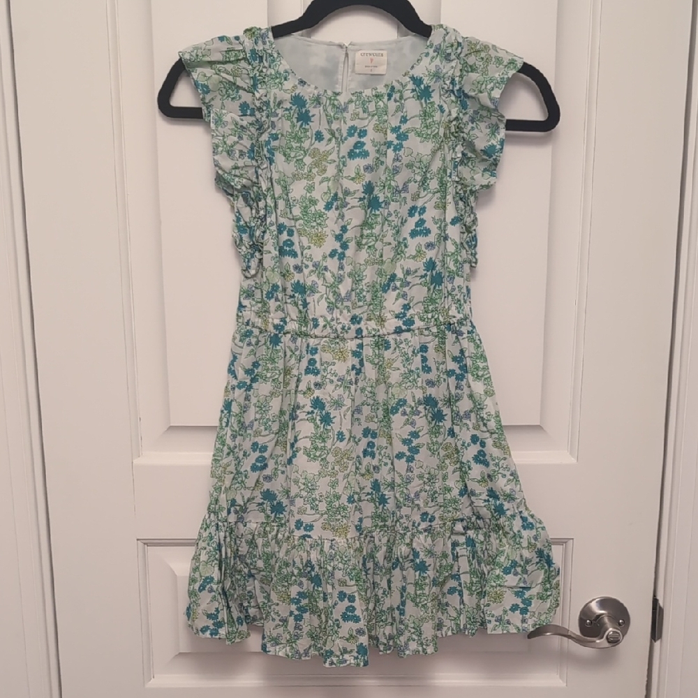 Crewcuts Floral Dress in Blue and Green